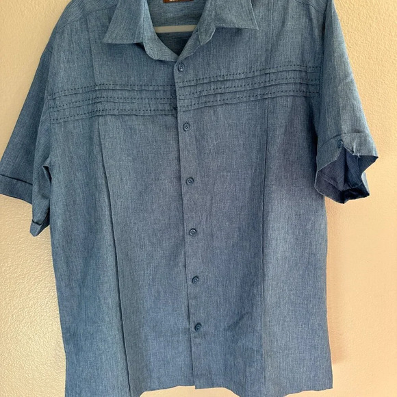 Cafe Luna Men's Blue Button-Down Shirt, mens shirt, collared‎ shirt, button down - Picture 2 of 7